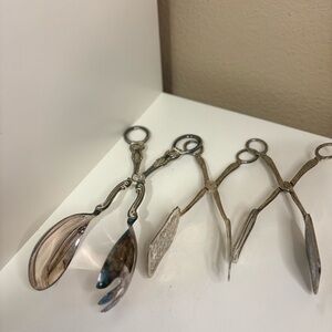 Vintage Silver Plated Serving Tongs Set - 3 Pieces